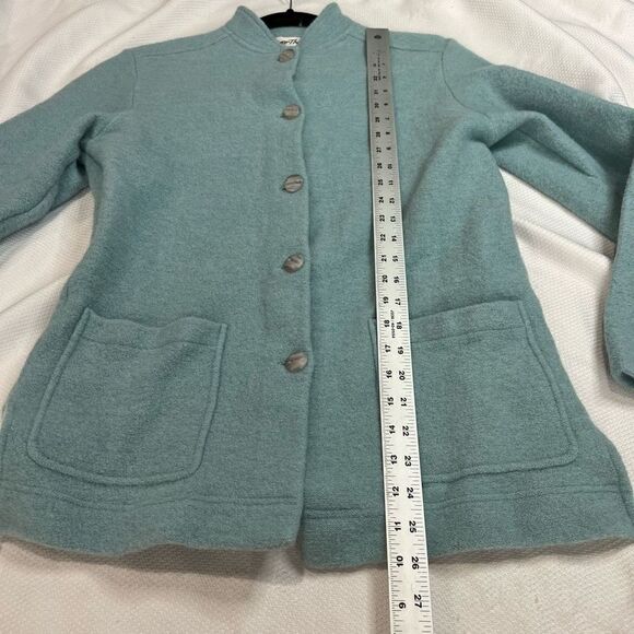 Vintage Norm Thompson Turquoise Gray Button Up Sweater‎ - Picture 6 of 6